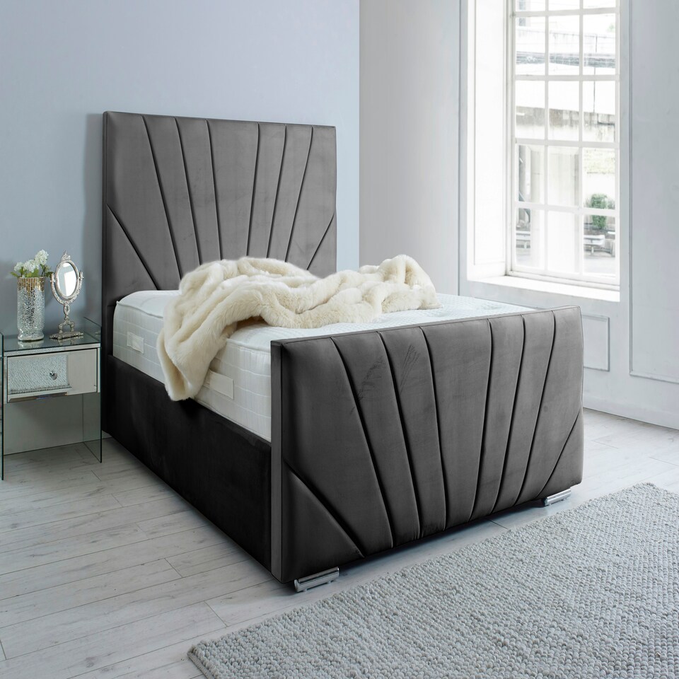 Marco Plush Single Bed Frame - Black