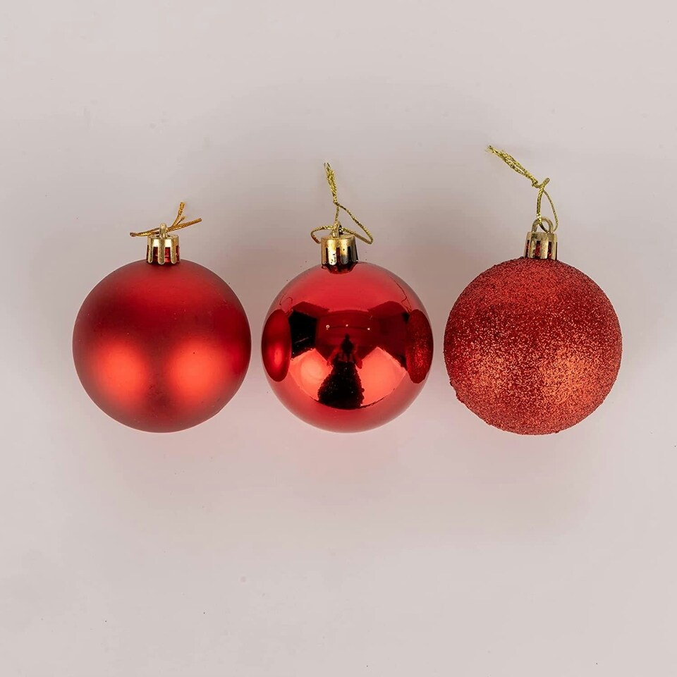 image 1 of 60mm/18Pcs Christmas Baubles Shatterproof Red,Tree Decorations