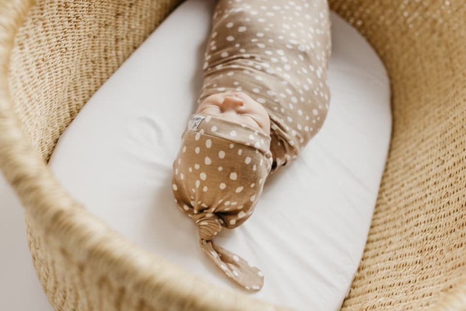 image 1 of Copper Pearl Knitted Swaddle Blanket Fawn