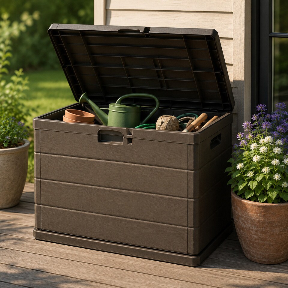 image 1 of 200L Large Lockable Outdoor Garden Storage Box Heavy Duty Patio Cushion Chest