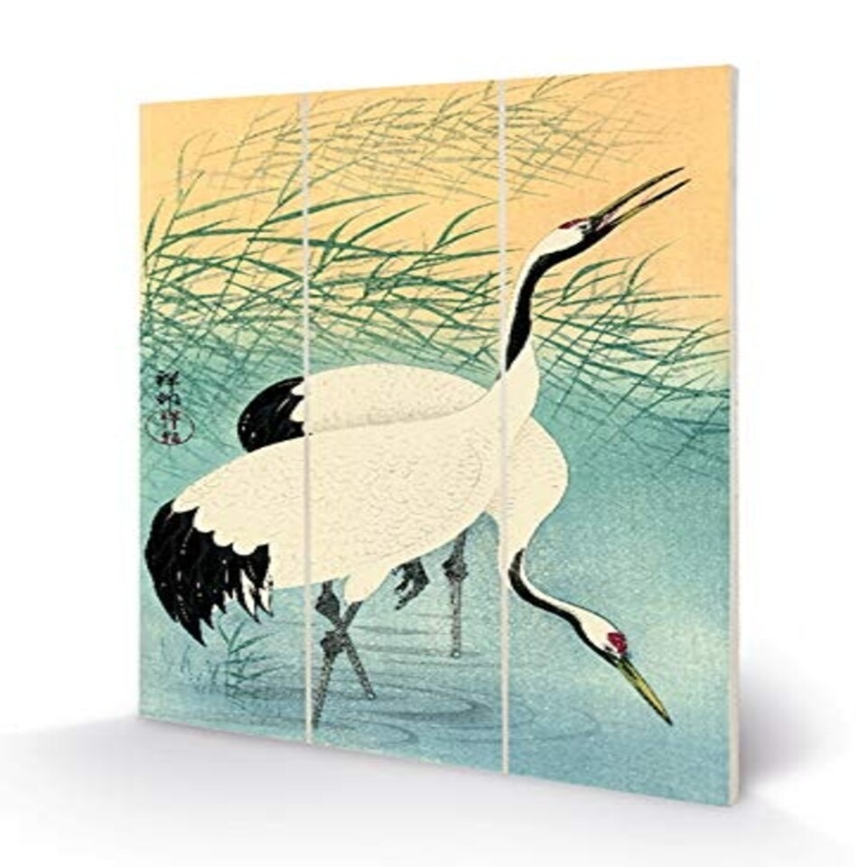 OHARA KOSON (TWO CRANES) - WOOD PANEL
