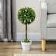 image 8 of HOMCOM Set of 2 Potted Artificial Plants Ball Tree with Flowers, Pink