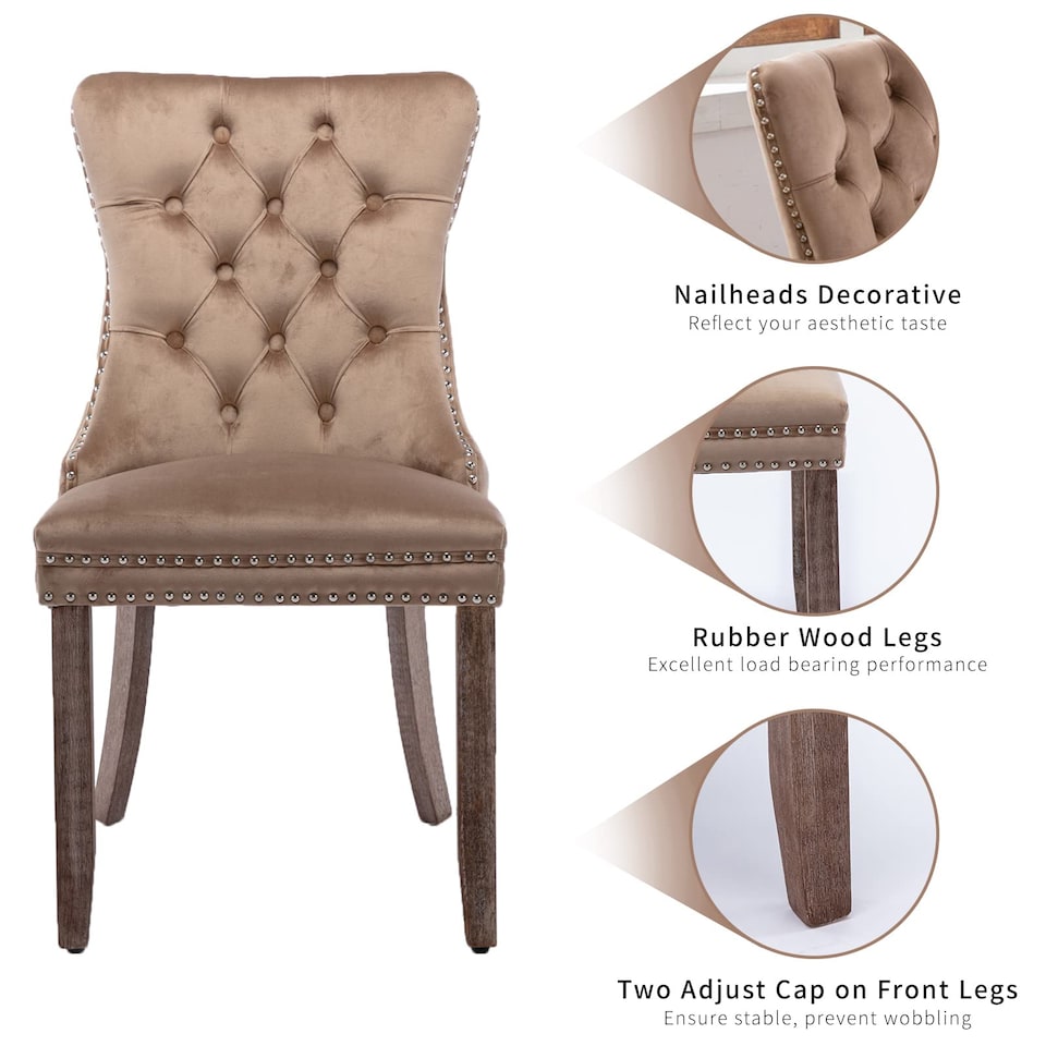 image 1 of Romsey Set of 2 Modern Velvet Dining Chairs with Knocker Ring