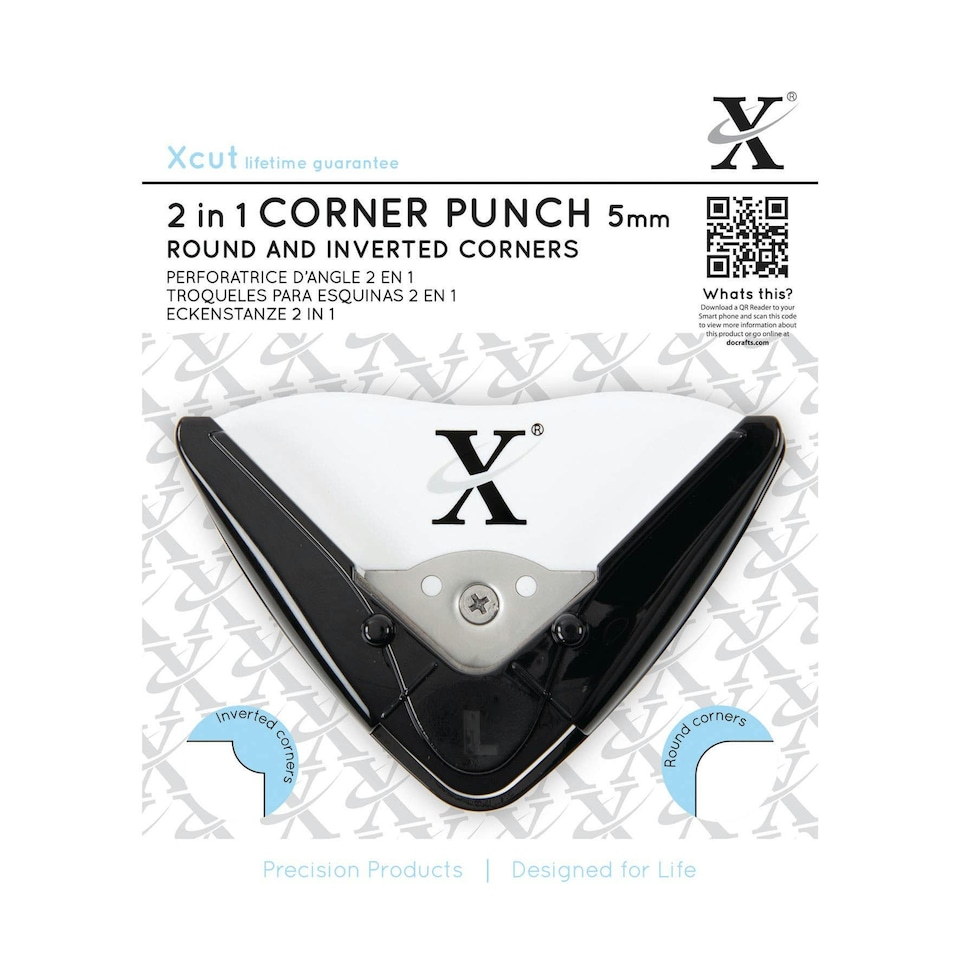 Xcut Corner Punch - 2 In 1, Black & White, 5mm Radius