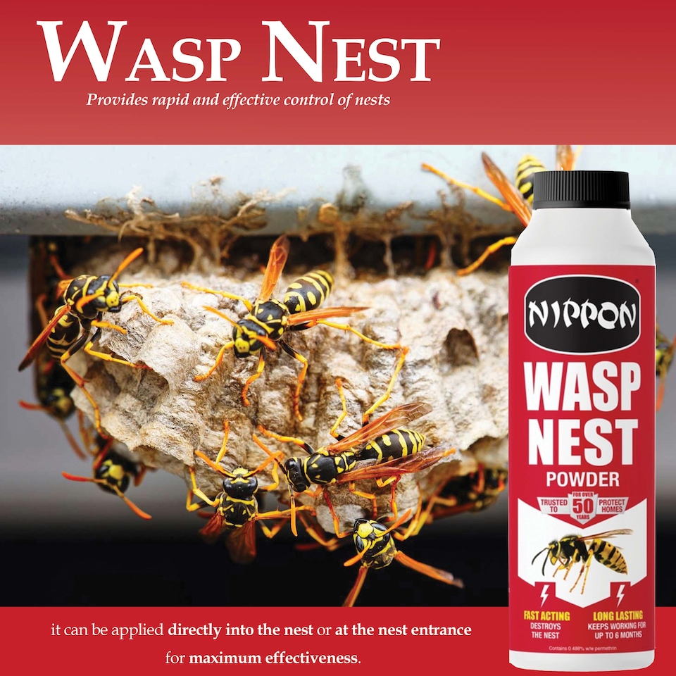 image 1 of Vitax Nippon Wasp Nest Powder 300g Effective Indoor & Outdoor Wasp Control with Permethrin Rapid Action Safe Use