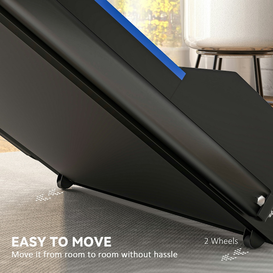 image 1 of HOMCOM 1-6 km/h Folding Motorised Treadmill Walking w/ Remote Control, Blue