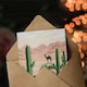image 3 of Camel in Pastel Pink Desert Sand Dunes and Cacti Birthday Greeting Card