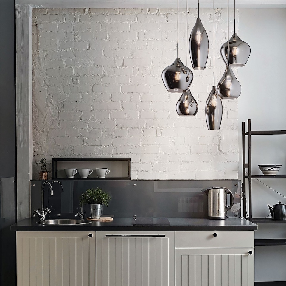 image 1 of Soft  6 Light Spiral Cluster Ceiling Pendant Grey, E14
