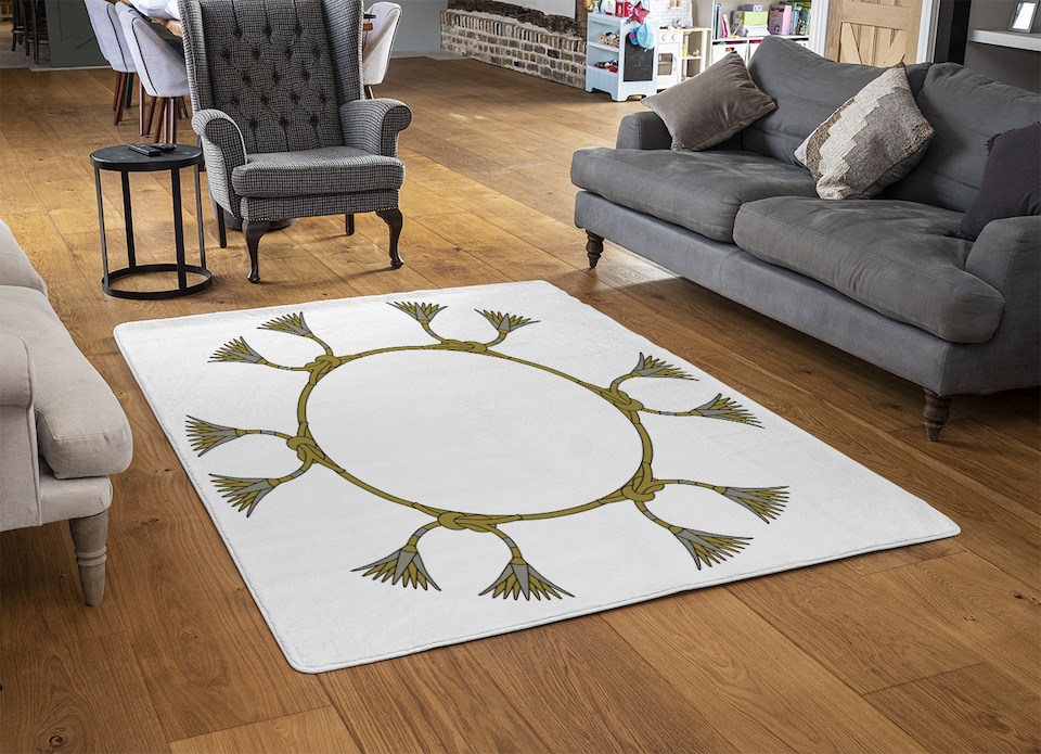 image 1 of Ancient Egyptian Lotus Motifs Rug | Multi