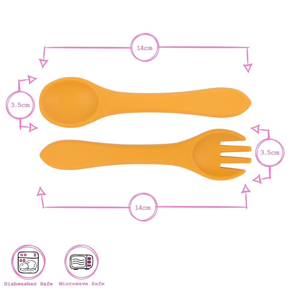 image 1 of Tiny Dining Silicone Suction Plate, Fork & Spoon Set - Dusty Rose - Silicone Baby Feeding Set for Babies, Toddlers & Kids