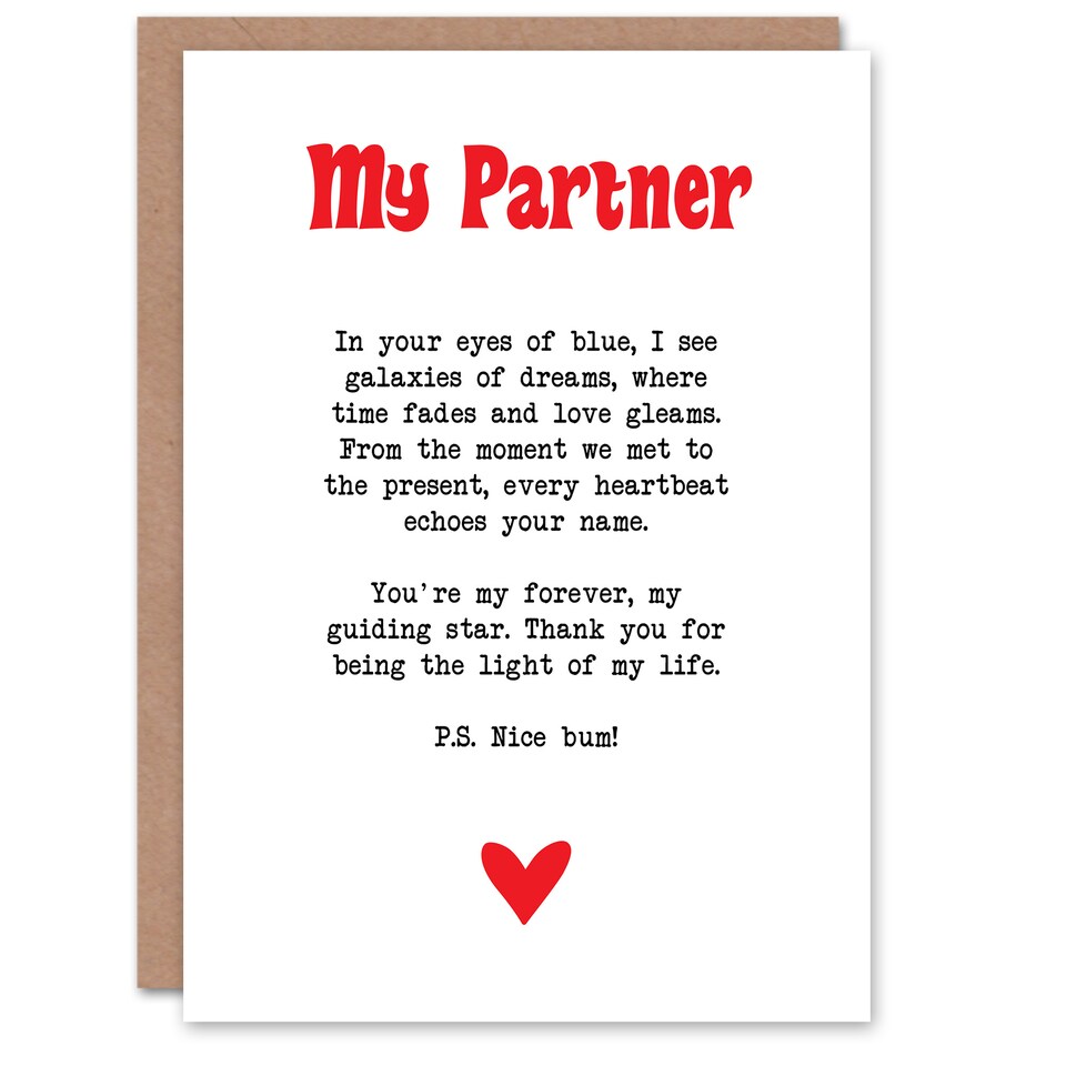 image 1 of Greeting Card Love Poem Blue Eyes Partner Romantic Poetry Anniversary