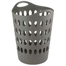 1 x Grey Large Tall Lightweight Plastic Washing Clothing Laundry Utility Basket With Handles | Grey