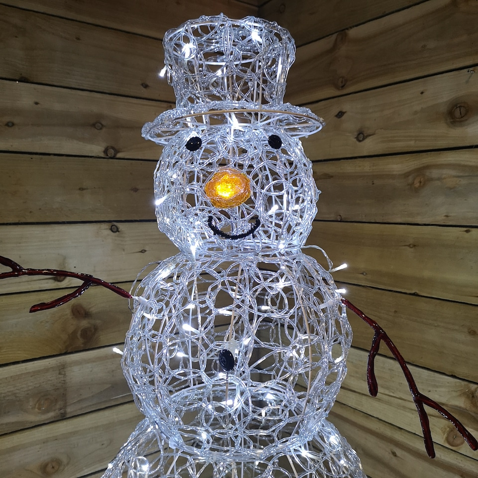 image 1 of Premier Indoor Outdoor Christmas 90cm Lit Soft Acrylic Snowman With 80 White LED