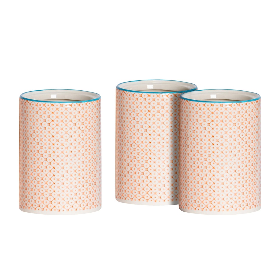 image 1 of Nicola Spring Hand-Printed Pasta Bowls - 22cm - 3 Colours - Pack of 6 | Multi | Multi