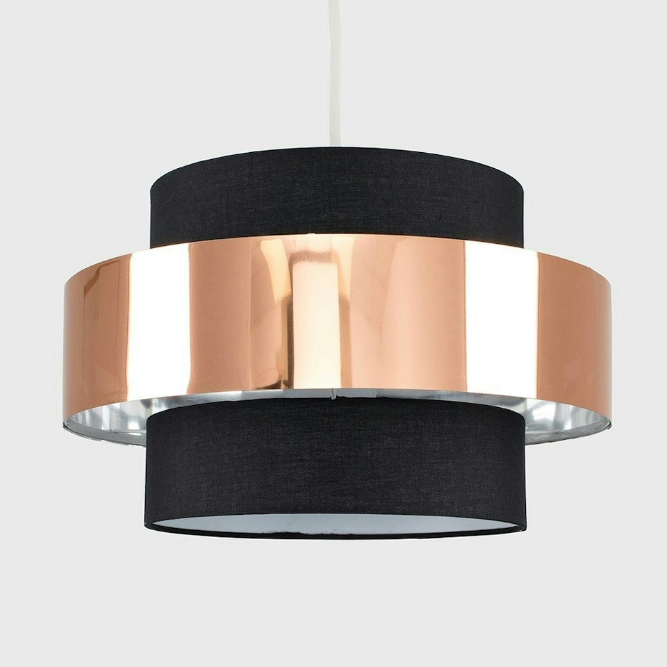 image 1 of ValueLights Modern Black And Copper Cylinder Ceiling Pendant Light Shade