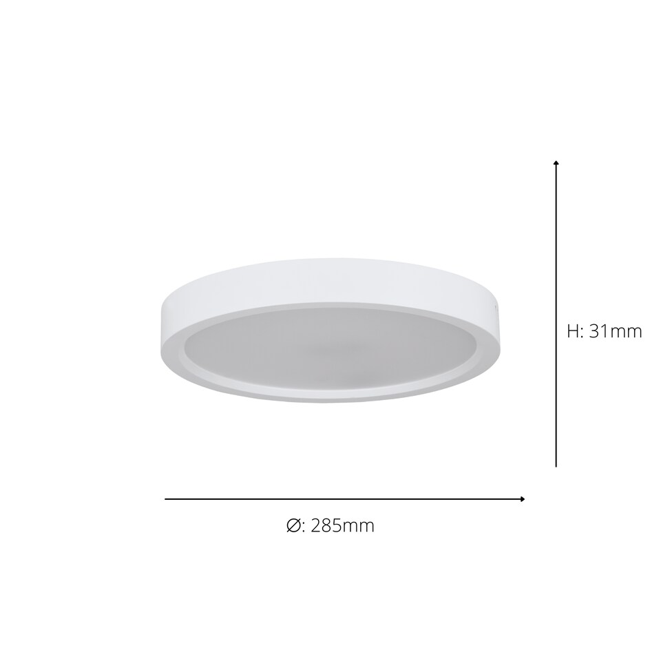 image 1 of EGLO Basic Idun-E Plastic LED Flush Ceiling Light, White | Black