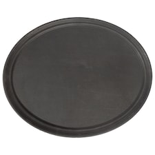 Argon Tableware Oval Serving Tray - 63.5 x 52cm - Reusable Non Slip Stackable Rubberized Food Drinks Platter Tray | Black | Black | One Size | 1