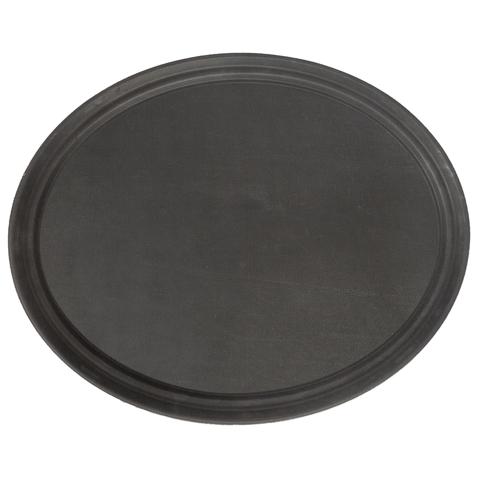 image 1 of Argon Tableware Oval Serving Tray - 63.5 x 52cm - Reusable Non Slip Stackable Rubberized Food Drinks Platter Tray | Black | Black | One Size | 1