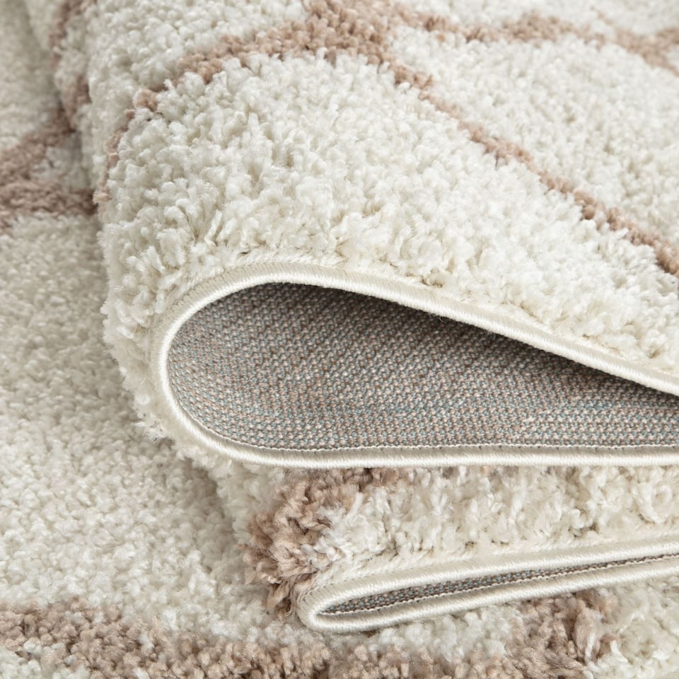 image 1 of The Rugs Moroccan Collection Soft High Pile Shaggy Lattice Floor Rugs and Runners Living Room