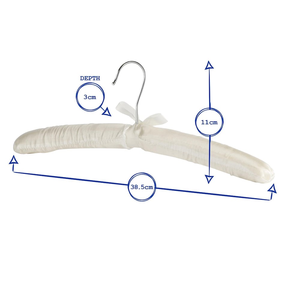 image 1 of Harbour Housewares Padded Satin Clothes Hangers - White - Pack of 10