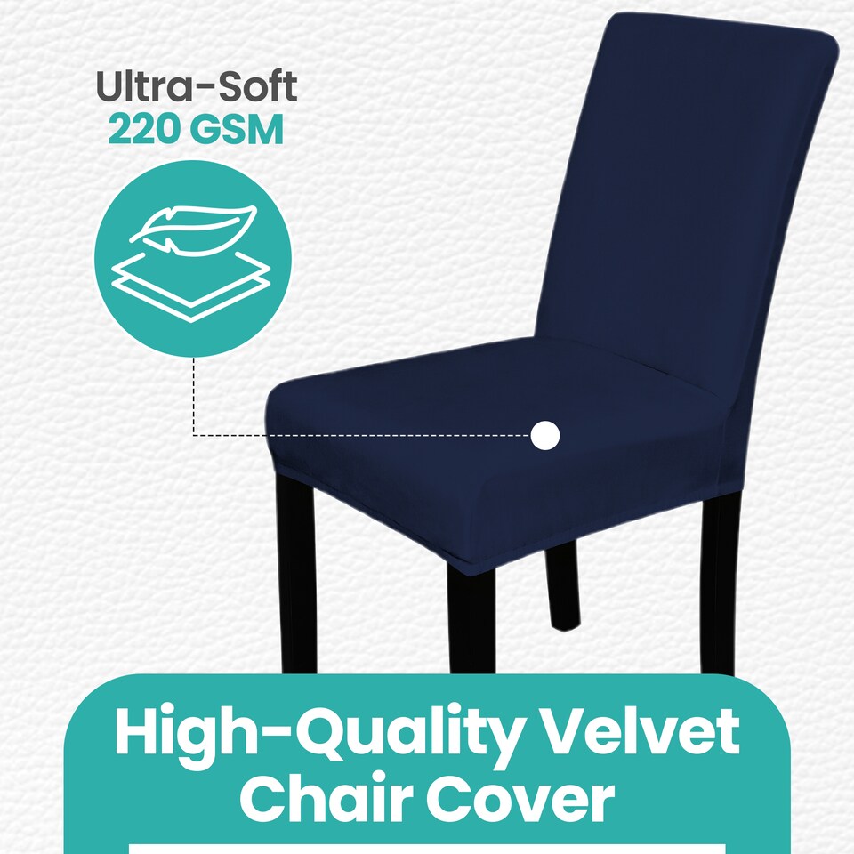 image 1 of Velvet Dining Chair Covers, Spandex High-Back Chair Slipcovers - 220GSM
