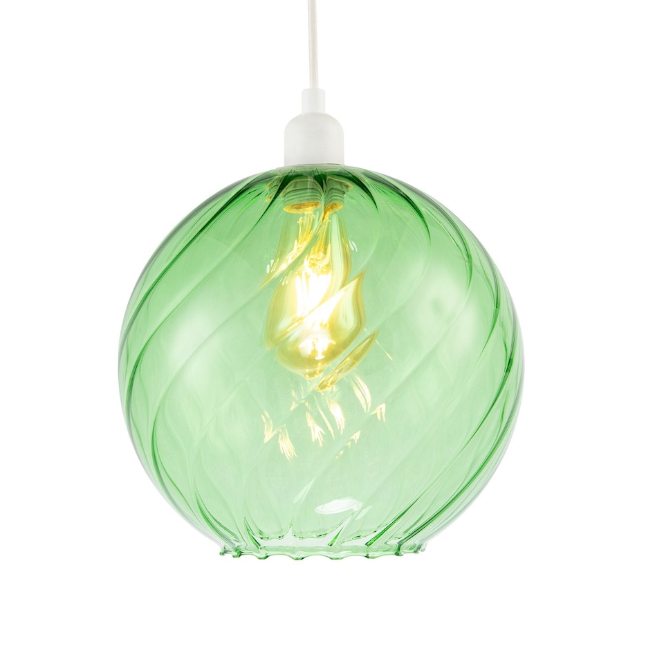 image 1 of Chic Emerald Green Circular Fluted Glass Ceiling Pendant Light Shade | Green | Emerald Green | 1