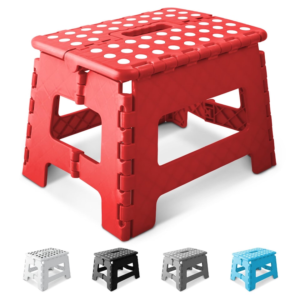 image 1 of Keplin Heavy Duty Folding Step Stool Non-Slip Plastic with Carry Handle, 9 Inch