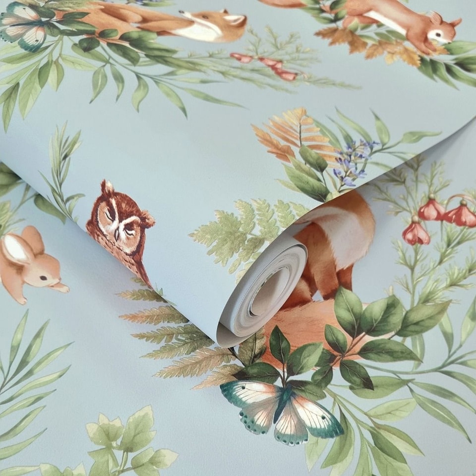 image 1 of Holden Decor Forest Friends Textured Wallpaper | Blue | Blue | 1