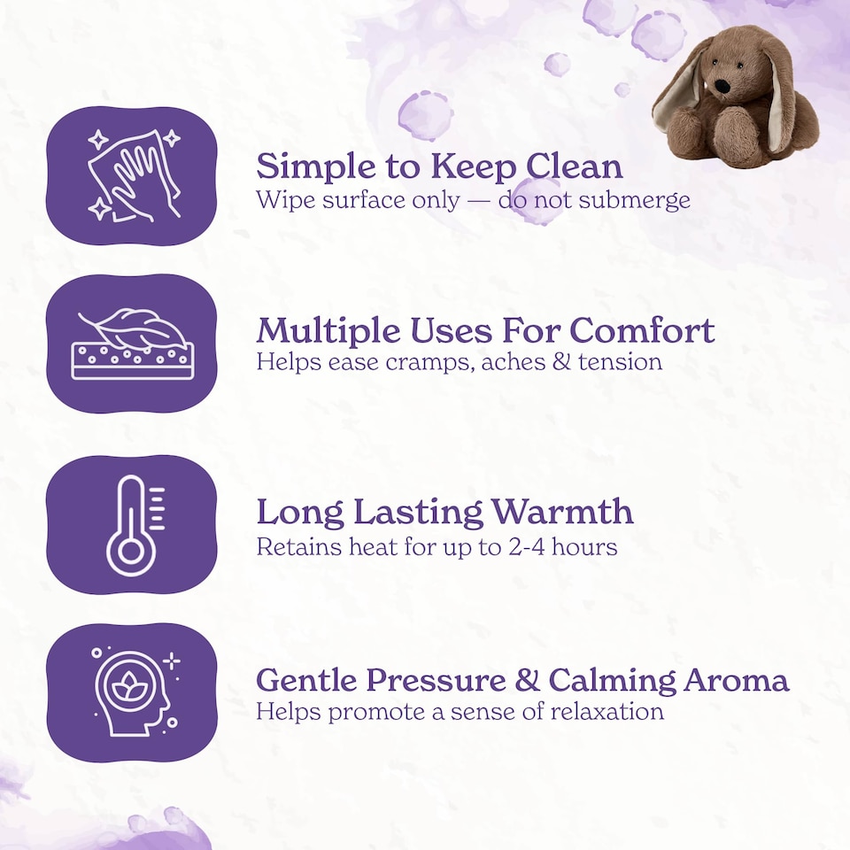 image 1 of Warmies Plush Brown Bunny Microwavable Heat Pad, Weighted Cuddly Plushie for Soothing Relief, Lightly Scented with French Lavender - Large