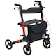 image 6 of HOMCOM 4 Wheel Rollator Walker,  Adjustable Mobility Walker with Bag, Red