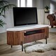 image 2 of Miel Mango Wood Tv Cabinet With Marble Top and Metal Legs Brown