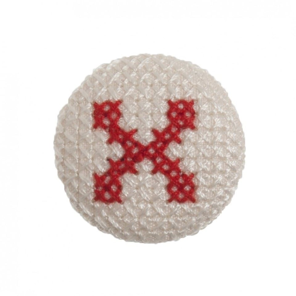 Trimits Red on White Letter X 25mm Cross Stitch Alphabet Buttons for Dressmaking - each
