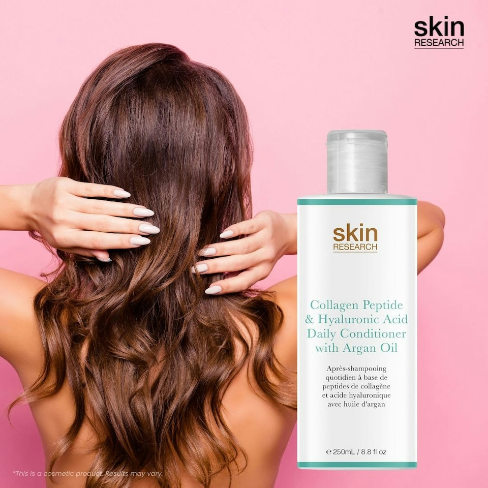 image 1 of Skin Research Collagen Peptide & Hyaluronic Acid Daily Conditioner with Argan Oil 250ml Twin Value Savings Pack