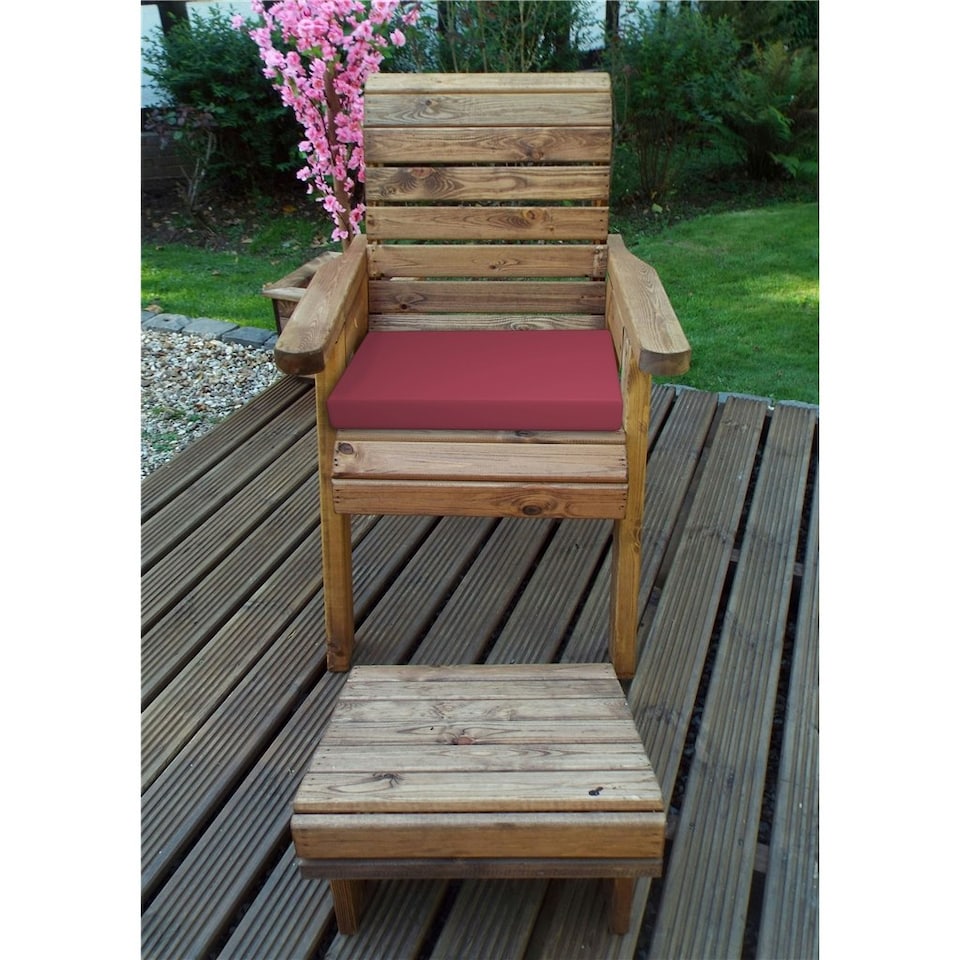 image 1 of Deluxe One Seater Lounger Set With 1 x Chair Cushion Burgundy & 1 x Fitted Cover