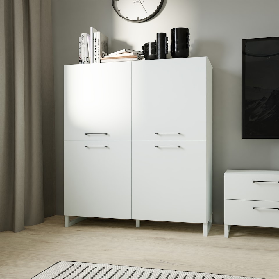 image 1 of Sali 4 Door Highboard in Light Grey