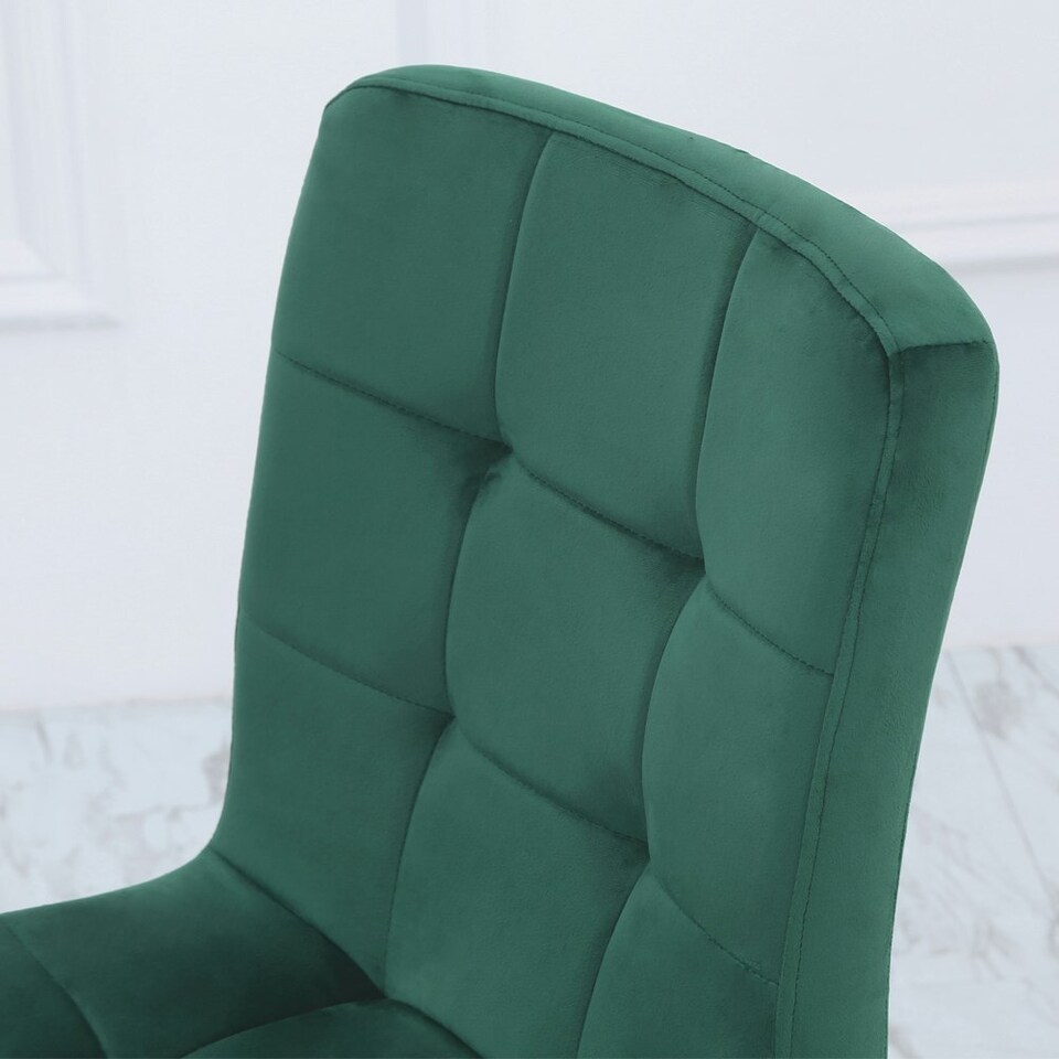 image 1 of Living and Home Set of 4 Modern Frosted Velvet Dining Chairs with Metal Legs - Green