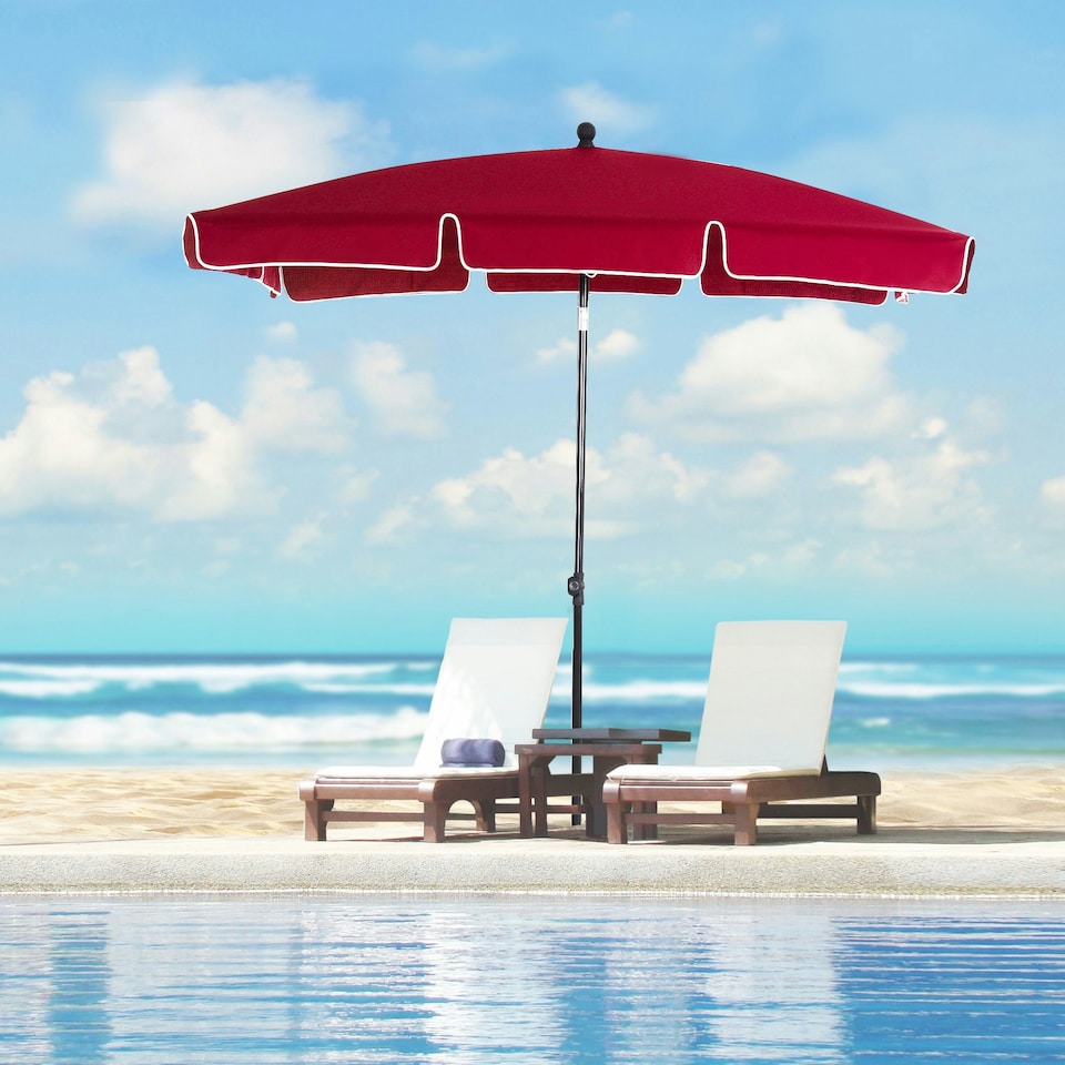 image 1 of Outsunny Aluminium Sun Umbrella Parasol Patio Rectangular 2M x 1.3M Red