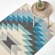 image 1 of Homescapes Helsinki Handwoven Geometric Blue Grey and Cream Kilim Wool Rug - 160 x 230 cm | Blue | Blue, green, grey and Cream