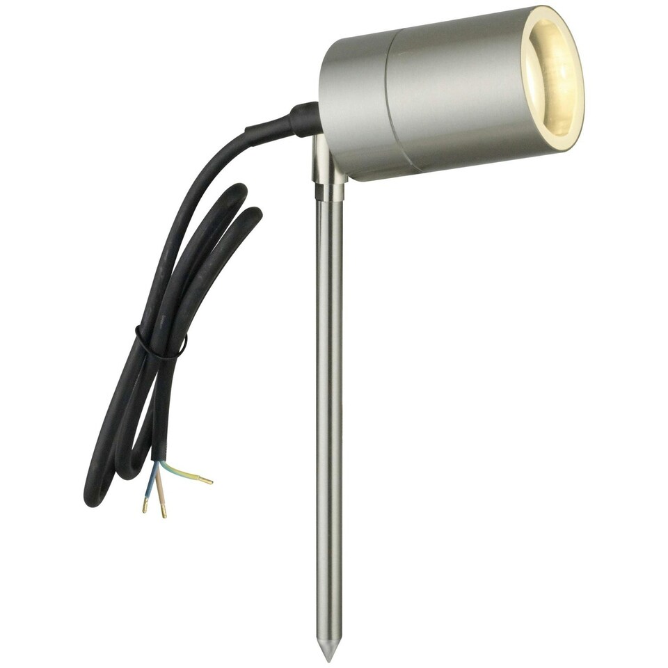 image 1 of First Choice Lighting Set of 2 Blaze Stainless Steel Outdoor Spike Lights Silver | Clear