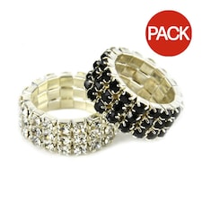 Lincoln Diamante Plaiting Bands (Pack of 20) - Black - One Size