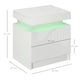 image 3 of HOMCOM High Gloss Bedside Table with LED Light and 2 Drawers, White