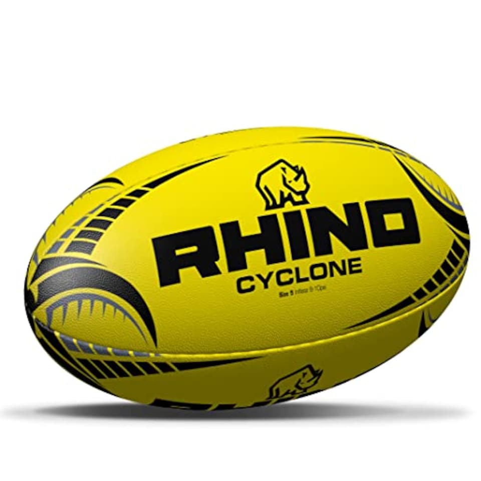 image 1 of Rhino Rugby Ball Cyclone Fluo Yellow Size 5