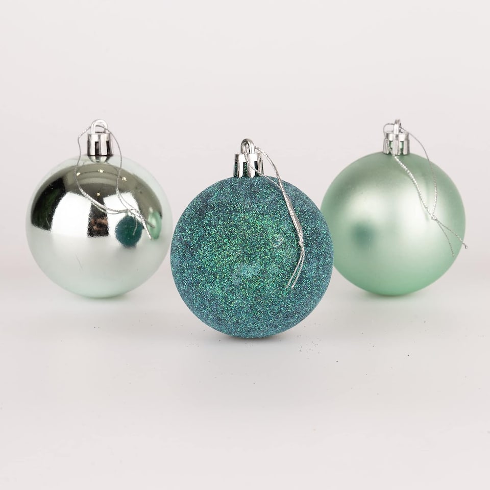 image 1 of 60mm/18Pcs Christmas Baubles Shatterproof Turquoise,Tree Decorations