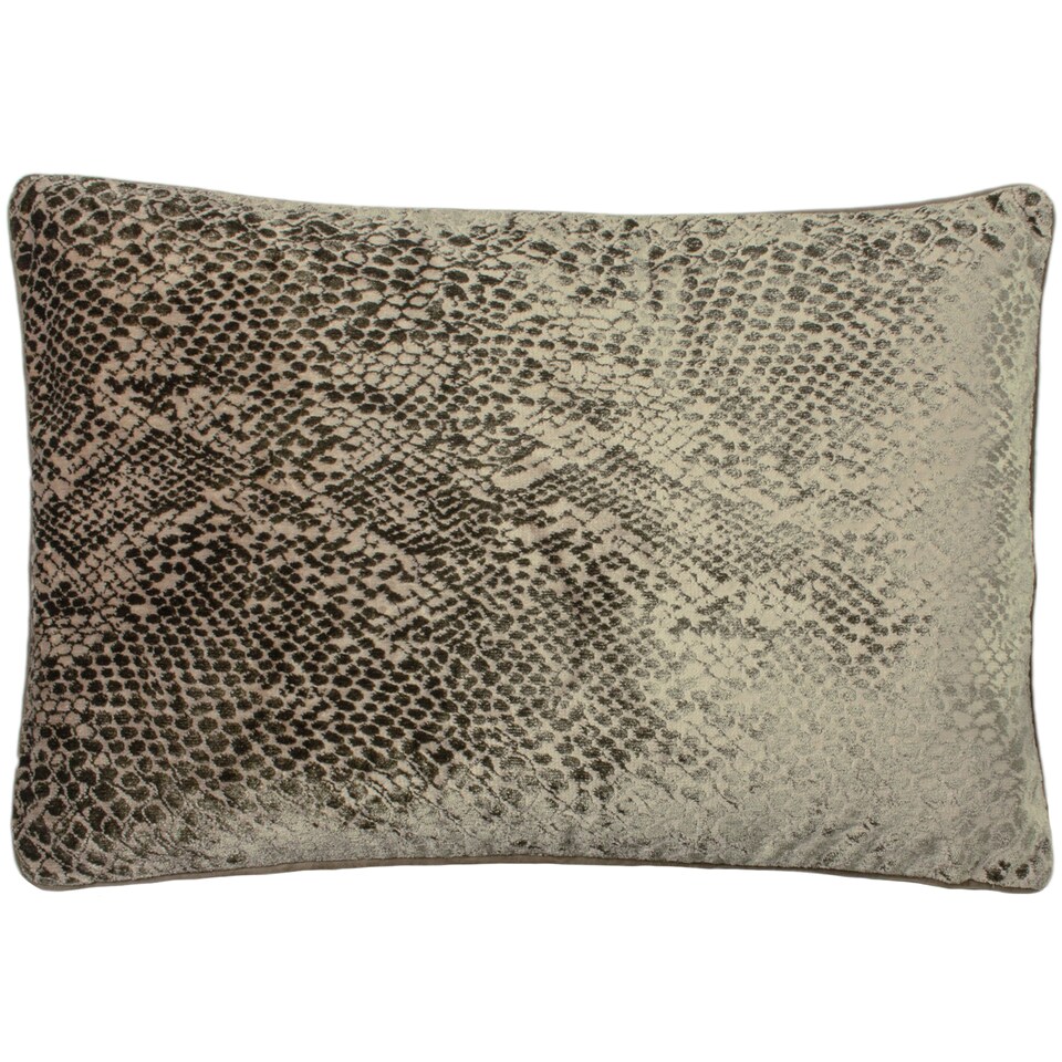 image 1 of Paoletti Python Snakeskin Print Velvet Cushion, Champagne, 40 x 60cm