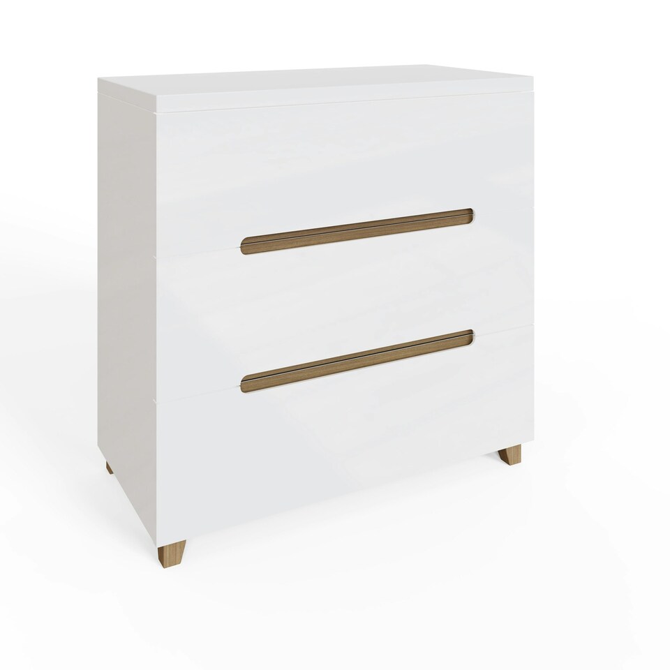 image 1 of FWStyle Veloce 3 Drawer Chest Of Drawers - White Gloss, Quick Click Assembly