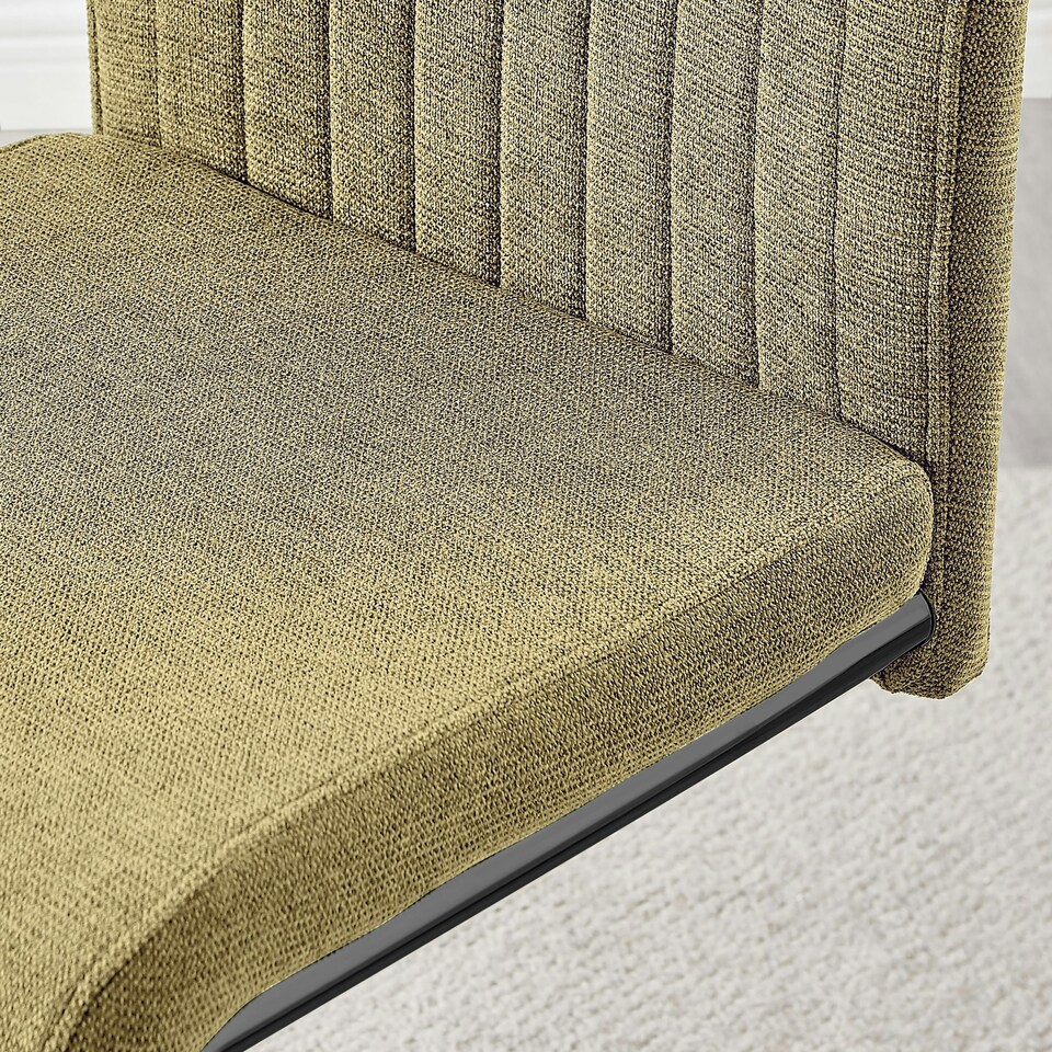 image 1 of Furniturebox Lorenzo 2x Sage Green Fabric Black Leg Dining Chair