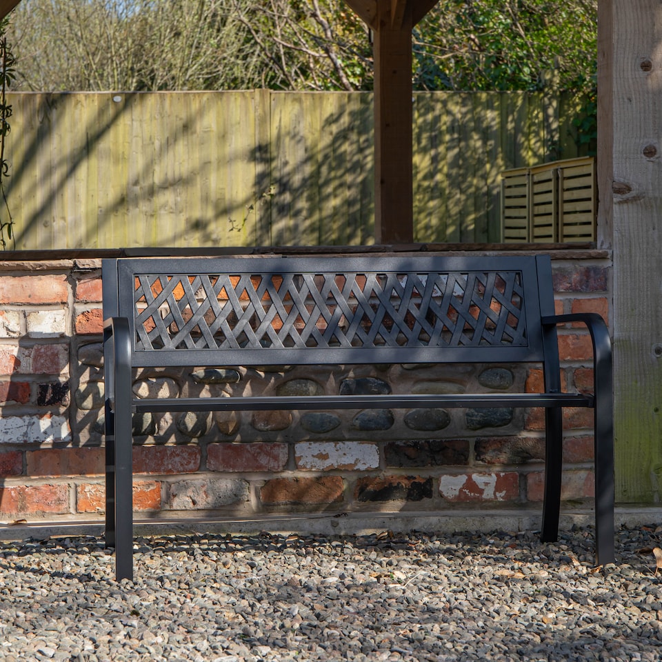 image 1 of Keswick 2 Seater Outdoor Modern Lattice Design Metal Garden Patio Bench