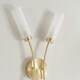 image 2 of ValueLights Maya Pair - 2 Way Curved Brushed Gold Wall Light Fitting for