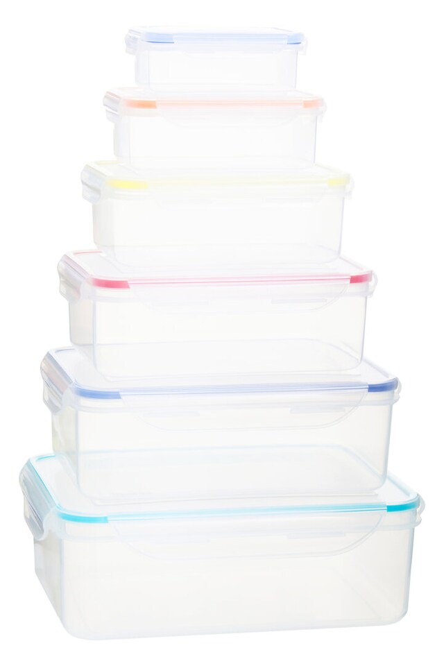 image 1 of Herrela 6pc Rectangular Food Containers with Airtight Lids