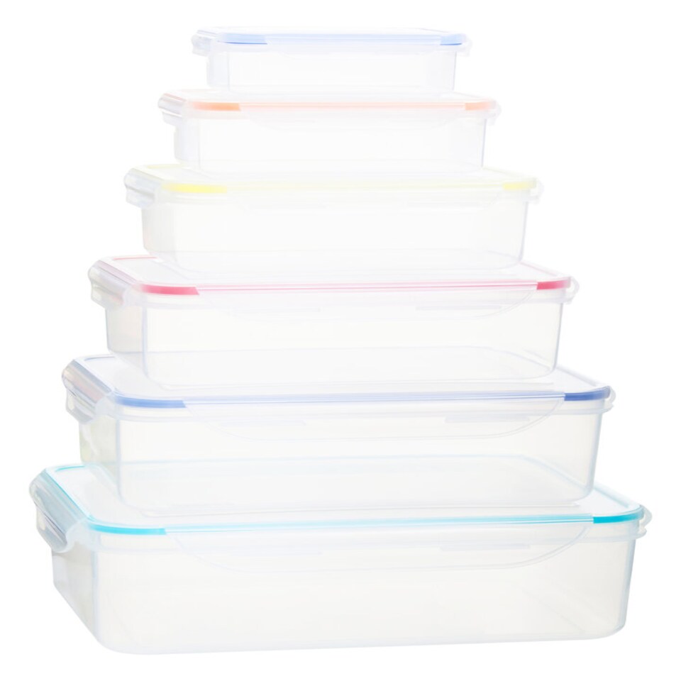 image 1 of Herrela 6pc Rectangular Food Containers with Airtight Lids